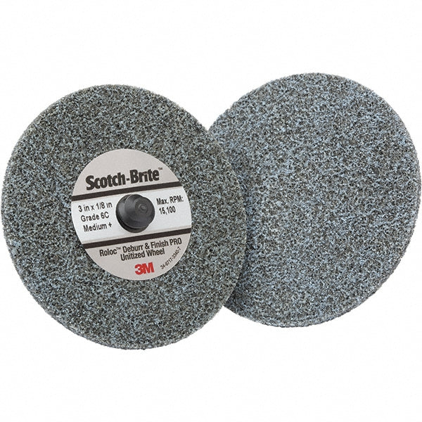 3M 7100081366 Deburring Wheel: 3" Dia, 1/8" Face Width, Roloc Type TR, 6 Density, Precision Shaped Ceramic (Pack of 40)