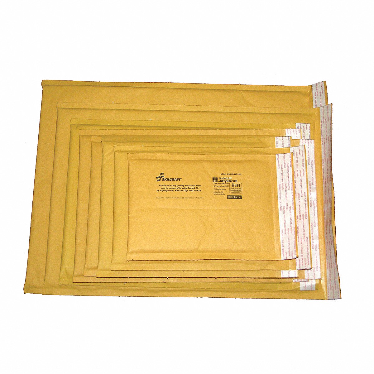 AbilityOne® - NSN1179869 - SKILCRAFT® Sealed Air Jiffylite® Bubble Lined Mailer - No. 2 Mailer - 8-1/2" x 12"