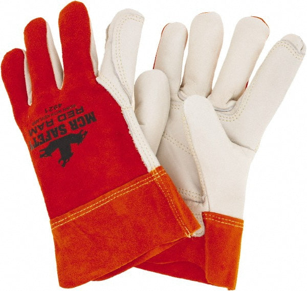 MCR Safety 4921XL Welding Gloves: Red Ram Size X-Large, Cowhide Leather, Pair