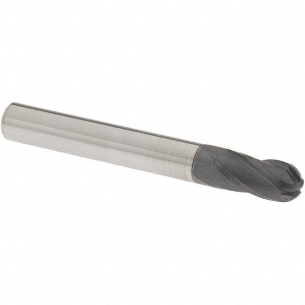 OSG 414-2500-BN11 Ball End Mill: 1/4" Dia, 1/2" LOC, 4 Flute, Solid Carbide