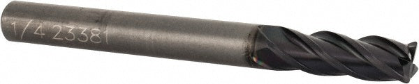 OSG HP434-2502 Corner Radius End Mill: 1/4" Dia, 3/4" LOC, 0.0200" Corner Radius, 4 Flute, Solid Carbide
