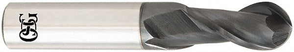 OSG HP421-0625-BN Ball End Mill: 1/16" Dia, 3/16" LOC, 2 Flute, Solid Carbide