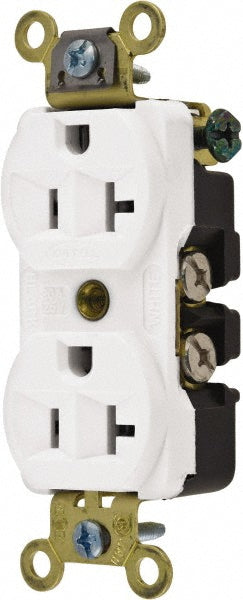 Hubbell Wiring Device-Kellems HBL5352W Straight Blade Duplex Receptacle: NEMA 5-20R, 20 Amps, Self-Grounding