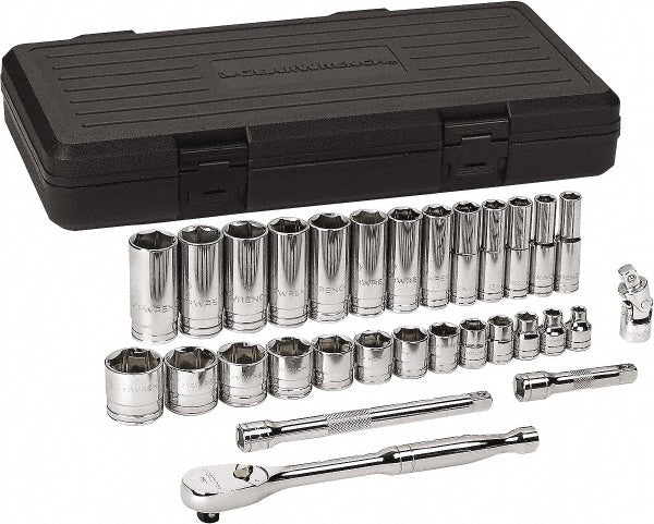 GEARWRENCH 80569 Socket Set: Deep Standard, 30 Pc, 3/8" Drive, 1/4 to 1"