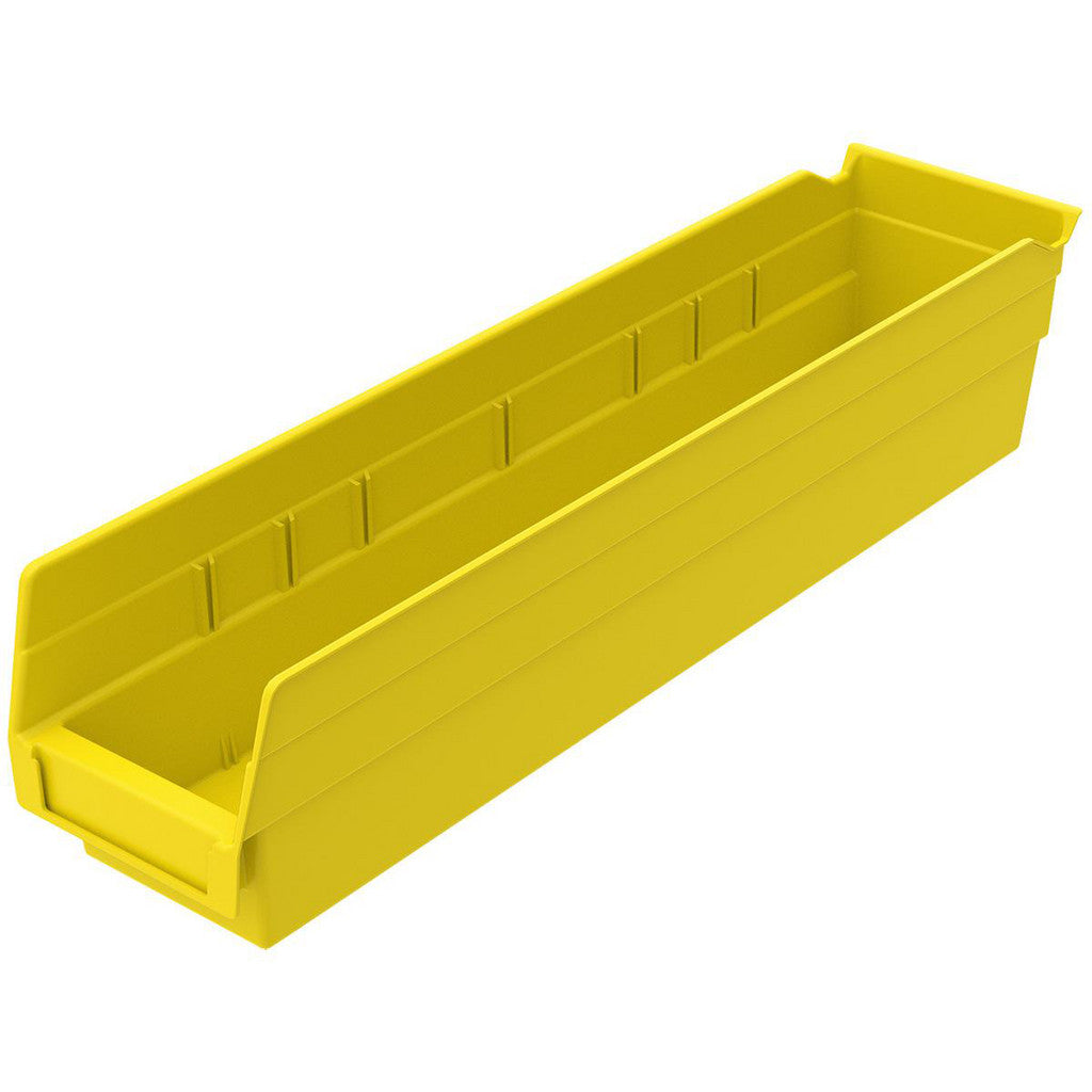Akro-Mils 30128YELLO Bins; Bin Style: Hopper Shelf; Shape: Rectangle; Material Family: Polymer; Overall Width (Inch): 4-1/8; Overall Length (Inch): 17-7/8; Overall Height (Inch): 4 (Pack of 12)