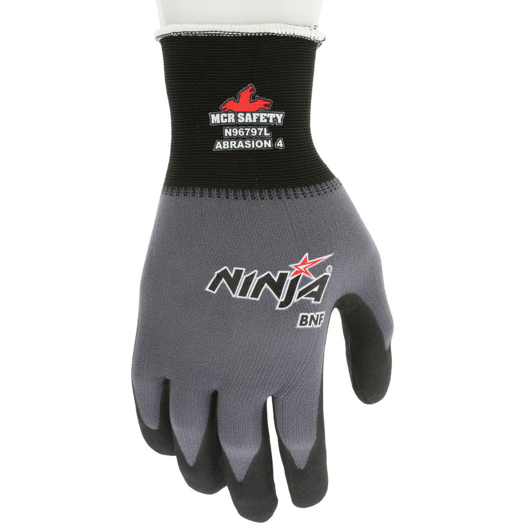 MCR Safety N96797L Work Gloves: Ninja N96797, Size Large, Nitrile-Coated Puncture Resistant