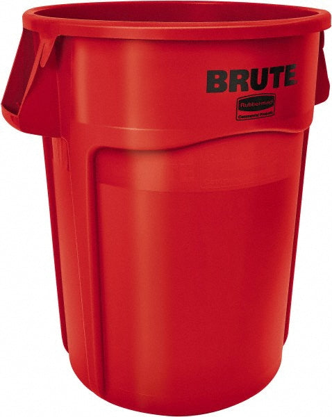 Rubbermaid FG265500RED Trash Can: 55 gal, Round, Red