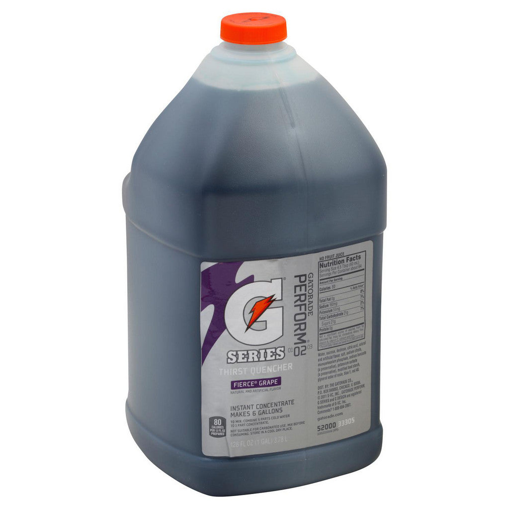 Gatorade 33305 Activity Drink: 1 gal, Bottle, Fierce Grape, Liquid Concentrate, Yields 6 gal