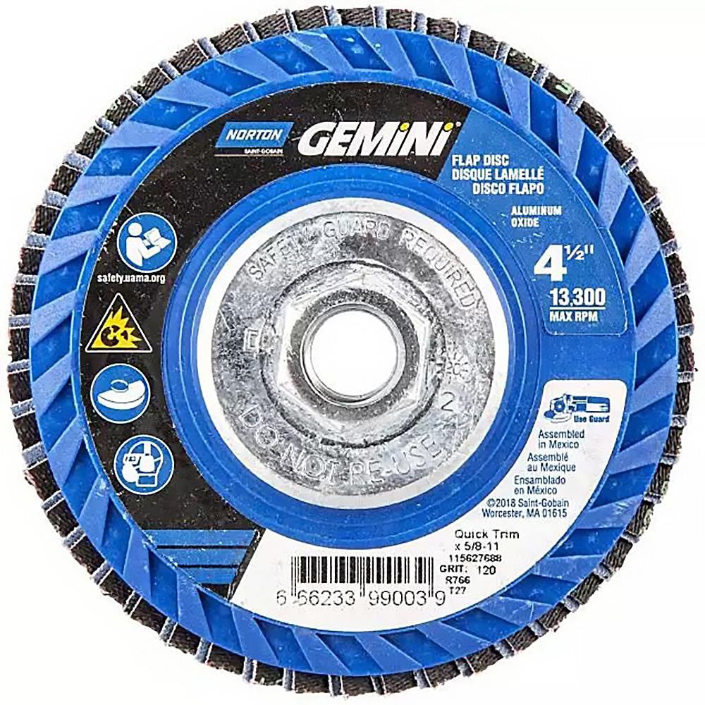 Norton 66623399003 Flap Disc: 4-1/2" Dia, Zirconia Alumina, Type 27 (Pack of 10)