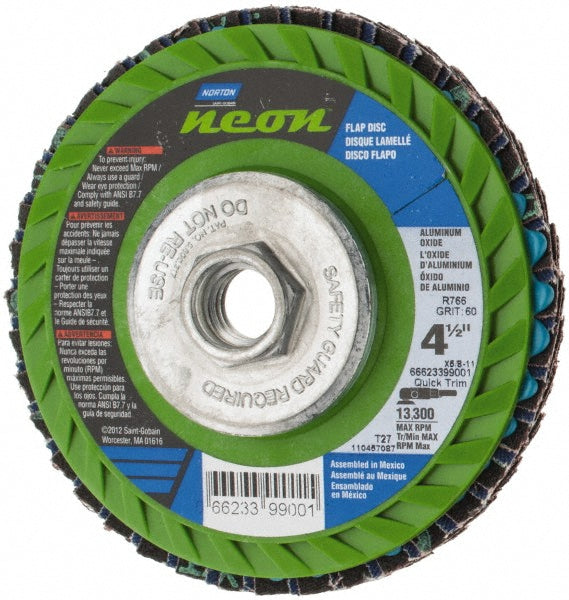 Norton 66623399001 Flap Disc: 4-1/2" Dia, Zirconia Alumina, Type 27 (Pack of 10)