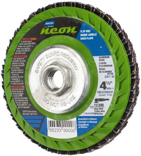 Norton 66623399000 Flap Disc: 4-1/2" Dia, Zirconia Alumina, Type 27 (Pack of 10)