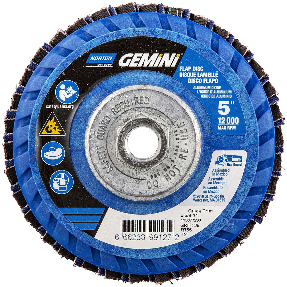 Norton 66623399127 Flap Disc: 5" Dia, Zirconia Alumina, Type 27 (Pack of 10)