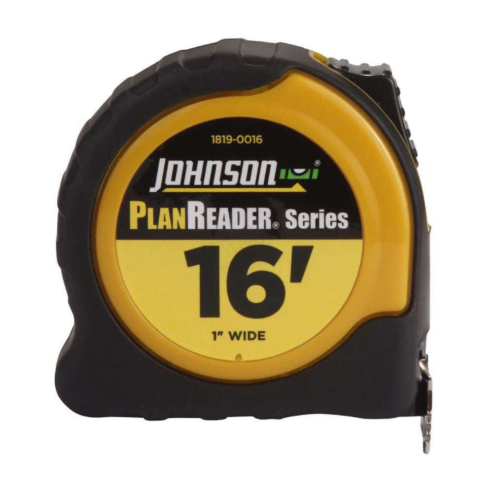 Johnson Level & Tool 1819-0016 Tape Measure: 16' Long, 1" Width, Yellow Blade