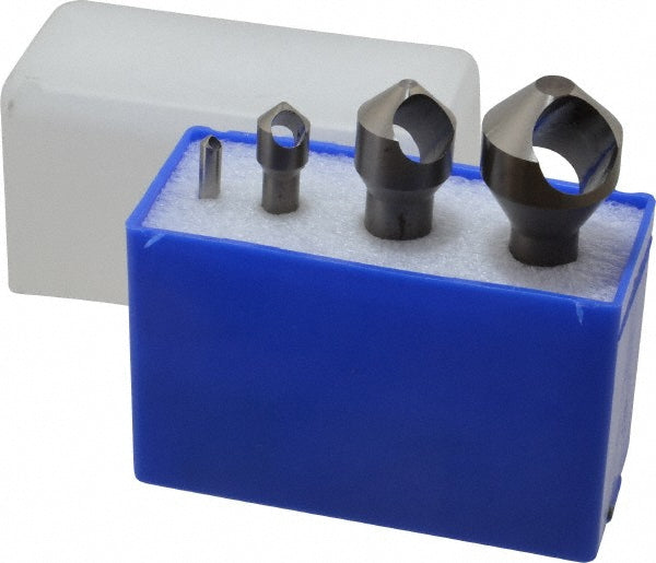 M.A. Ford 67000043 Countersink Set: 4 Pc, 3/16 to 1-1/8" Head Dia, 0 Flute, 90 deg Included Angle