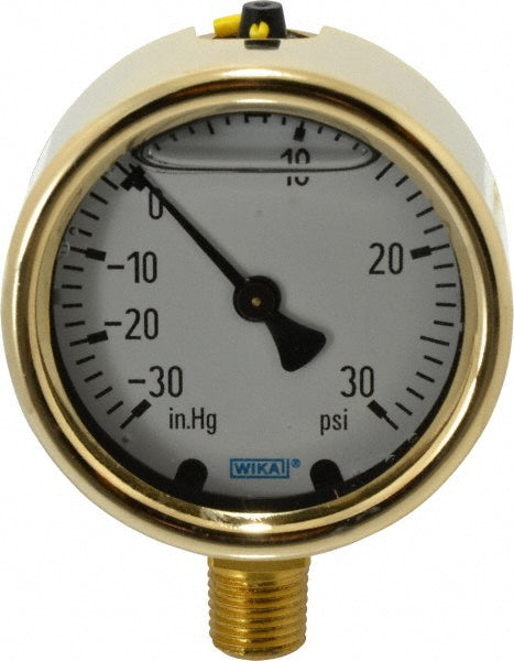 Wika 9318020 Pressure Gauge: 2-1/2" Dial, 15 psi, 1/4" Thread, Lower Mount