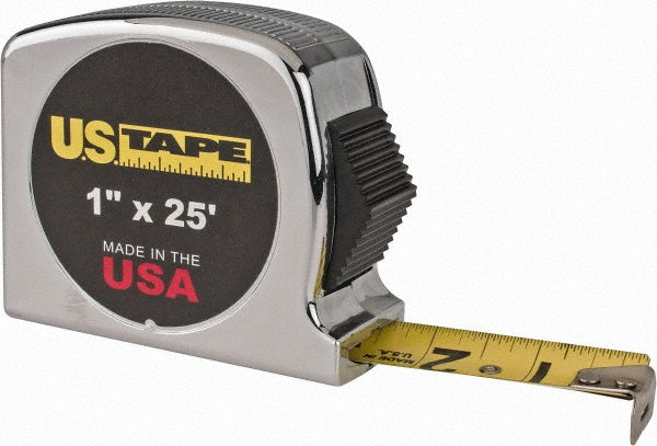 US Tape 57213 Tape Measure: 25' Long, 1" Width, Yellow Blade