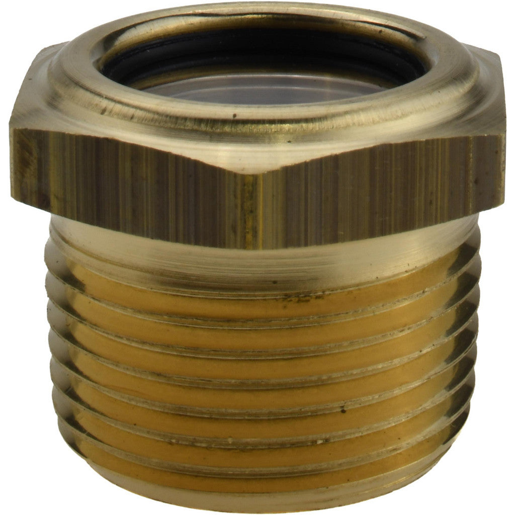 LDI Industries LSP151-05-01 3/4" Sight Diam, 3/4" Thread, 1" OAL, Low Pressure Pipe Thread Lube Sight with Reflector Sight Glass & Flow Sight