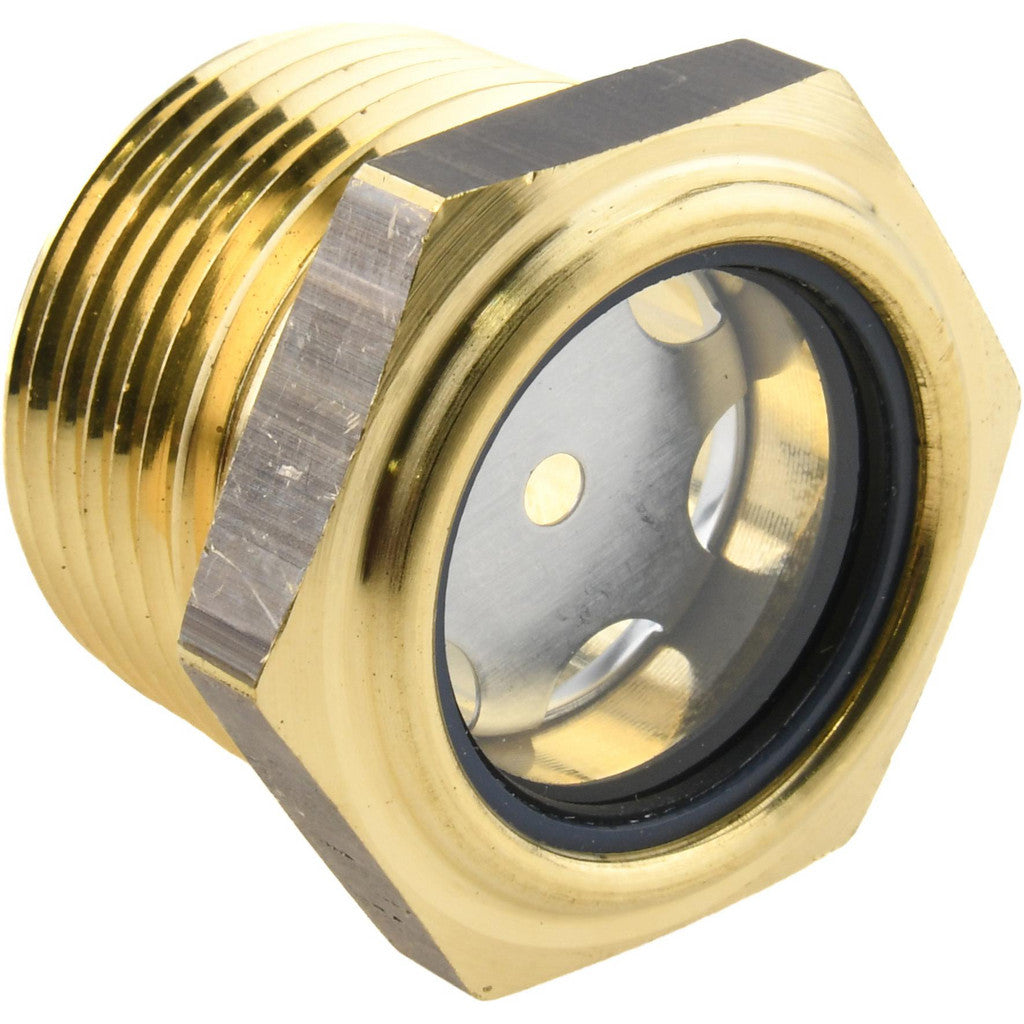 LDI Industries LSP151-06-01 31/32" Sight Diam, 1" Thread, 1.19" OAL, Low Pressure Pipe Thread Lube Sight with Reflector Sight Glass & Flow Sight