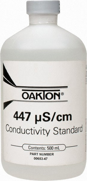 Oakton WD00653-47 Conductivity Calibration Solutions & Solutions Sets; Type: Conductivity/TDS Solution Pint Bottle; Conductivity: 447 µS; Accuracy (%): 1.0; For Calibrating: TDS; For Testing: TDS; Standards: ISO 9000; NIST