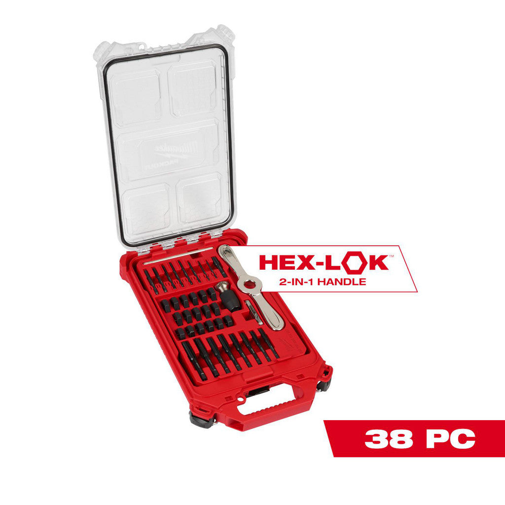 Milwaukee Tool 49-22-5604 38 Pc. SAE Tap & Die PACKOUT Set with HEX-LOK 2-in-1 Handle