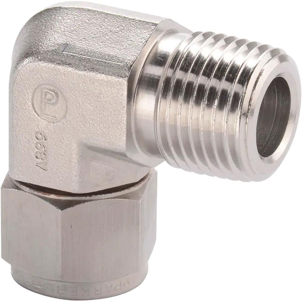 Parker 8MSEL6N-316 Compression Tube Male Elbow: 3/8-18" Thread, Compression x MNPT