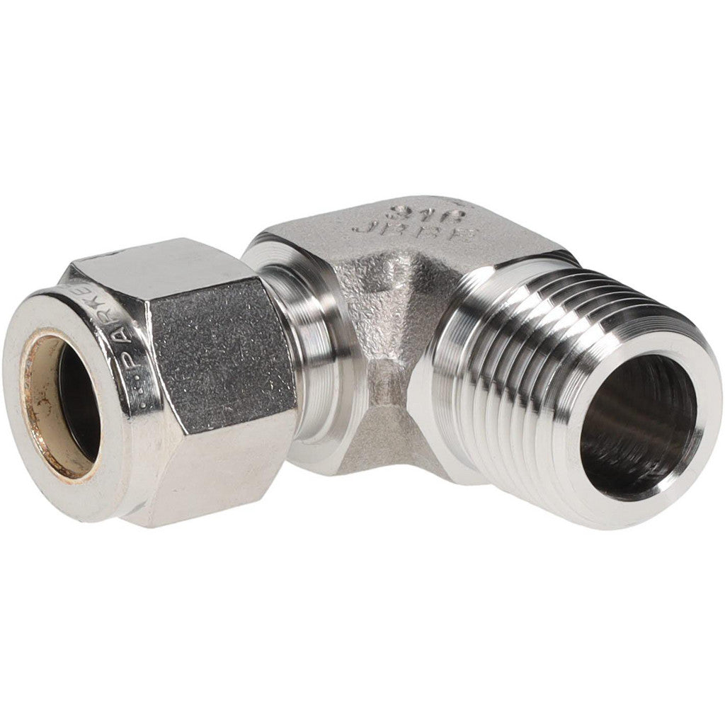 Parker 6MSEL6N-316 Compression Tube Male Elbow: 3/8-18" Thread, Compression x MNPT