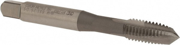 OSG 2891400 Spiral Point Tap: M8x1.25 Metric, 3 Flutes, Plug Chamfer, 6H Class of Fit, HSS-E Vanadium, Bright/Uncoated Coated