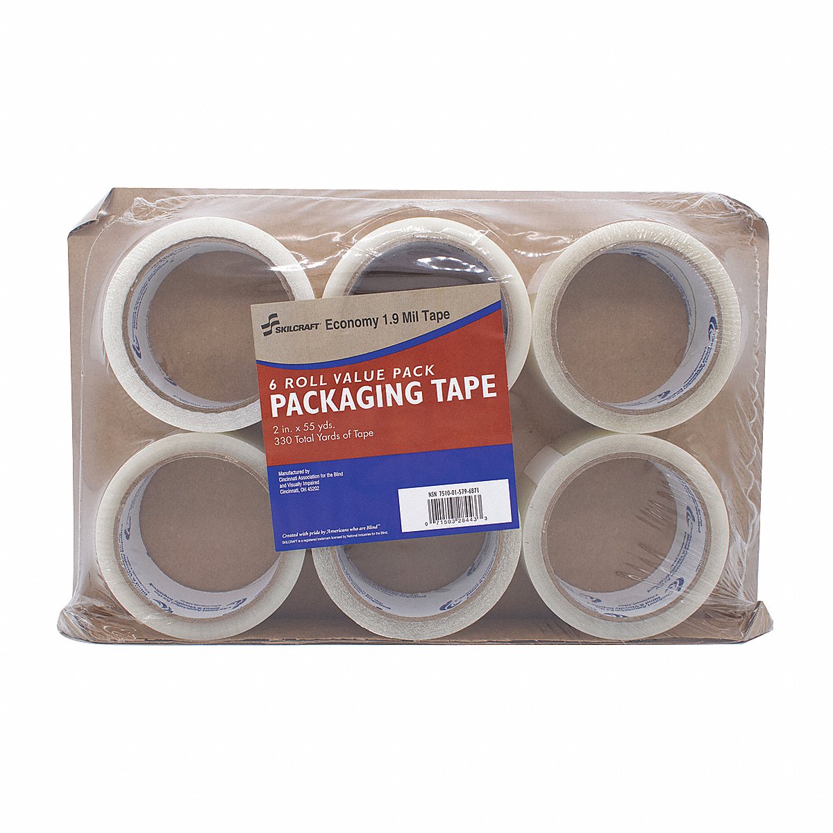 AbilityOne® - NSN5796871 - Package Sealing Tape - 2" x 55 yds - Economy Grade - Clear