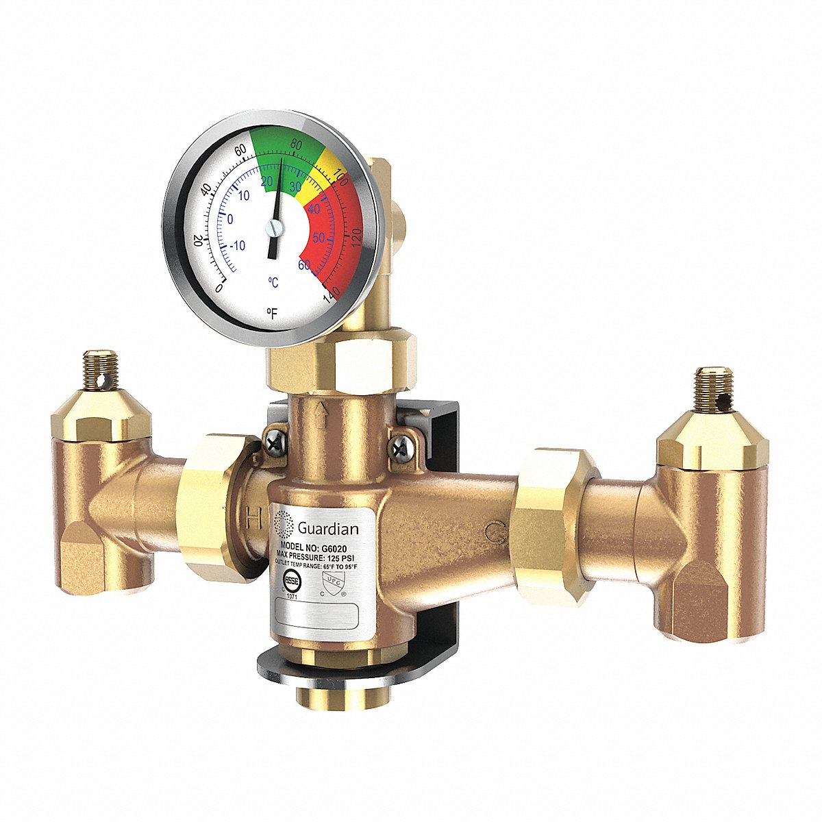 Guardian Equipment Thermostatic Mixing Valve, 1/2" Npt, 2" (G6020)