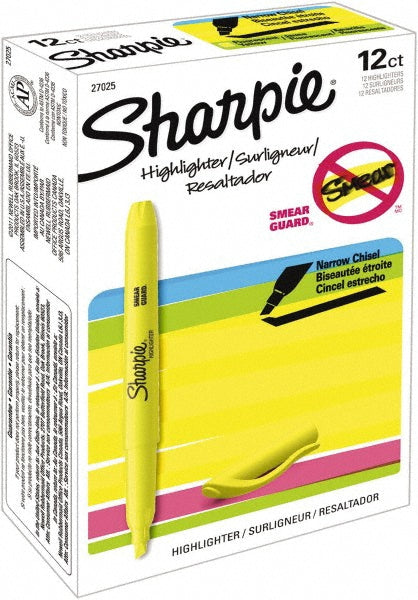 Sharpie 27025 Highlighter: Fluorescent Yellow, AP Non-Toxic, Chisel Tip