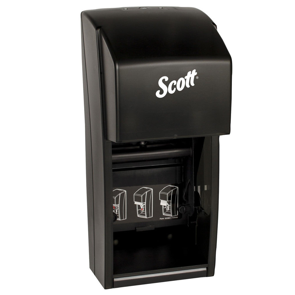 Scott 9021 Vertical Single Roll Toilet Paper Dispenser, Black, 6.0" x 13.6" x 6.6"