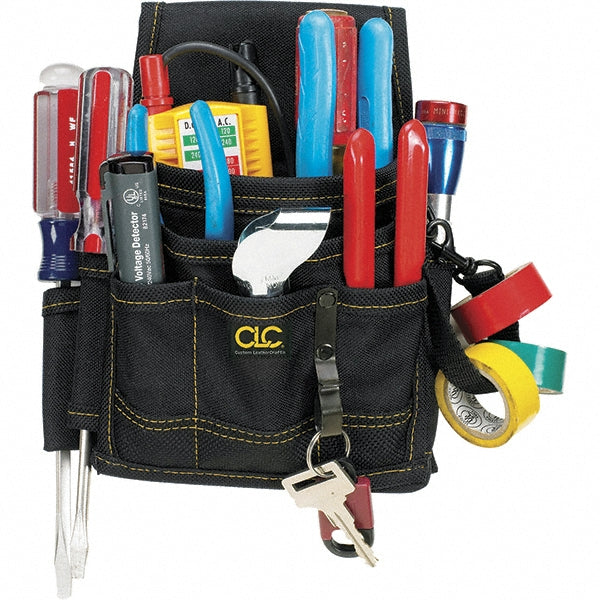 CLC 1503 Tool Pouch: 9 Pockets, Polyester, Black