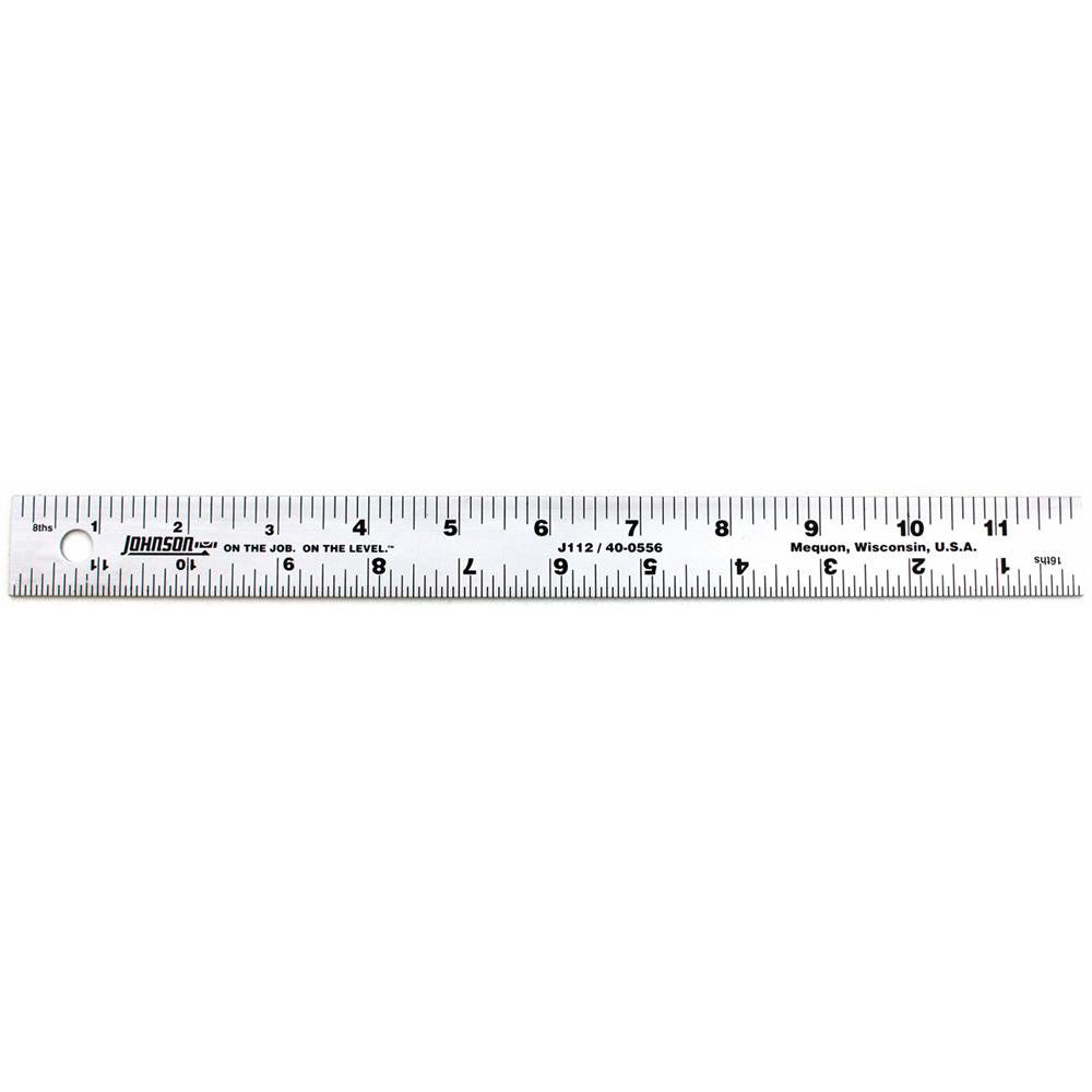 Johnson Level & Tool J112 Steel Rule: 12" OAL, English Graduation, 1-1/8" OAW