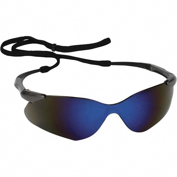 KleenGuard 20471 Safety Glasses: Anti-Fog & Scratch-Resistant, Polycarbonate, Blue Mirror Lenses, Frameless