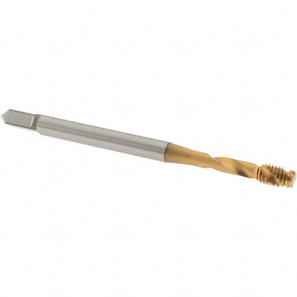 OSG 1645504074 Spiral Flute Tap: M4x0.70, Metric, 2 Flute, Modified Bottoming Chamfer, 6H Class of Fit, Vanadium High-Speed Steel, TiN Finish