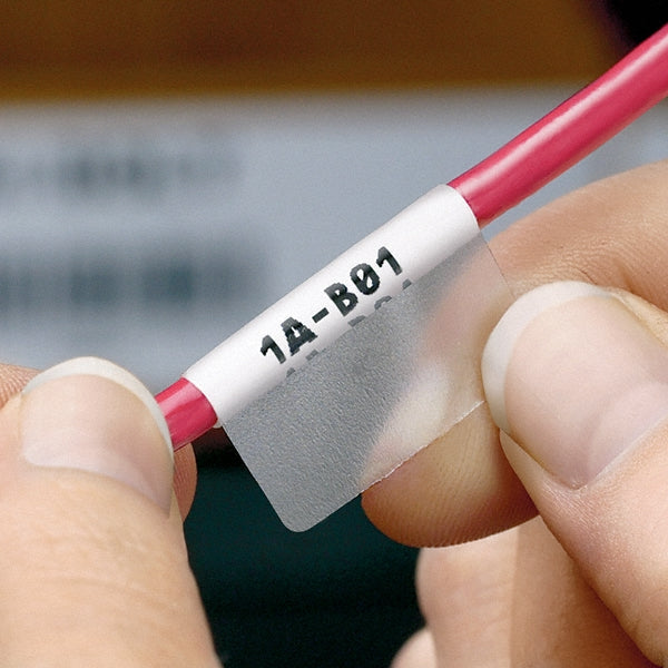 Panduit S100X150VAC Label Maker Label: Clear & White, Vinyl, 1" OAL, 1-1/2" OAW, 200 per Roll
