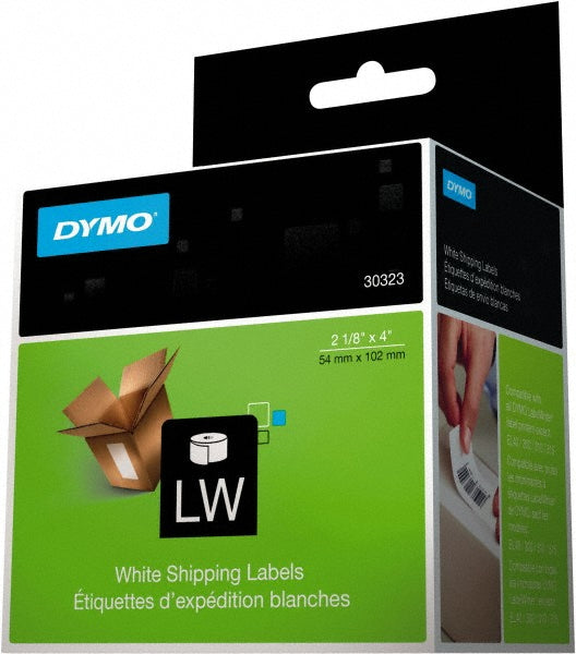 Dymo 30323 Label Maker Label: White, 4" OAL, 2-1/8" OAW, 220 per Roll, 1 Roll