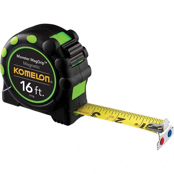 Komelon 7116 Tape Measure: 16' Long, 1" Width, Yellow Blade