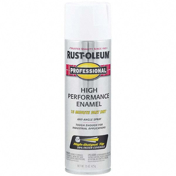 Rust-Oleum 7592838 Professional High Performance Enamel Spray Paint, White, Gloss, 15 oz (Pack of 6)