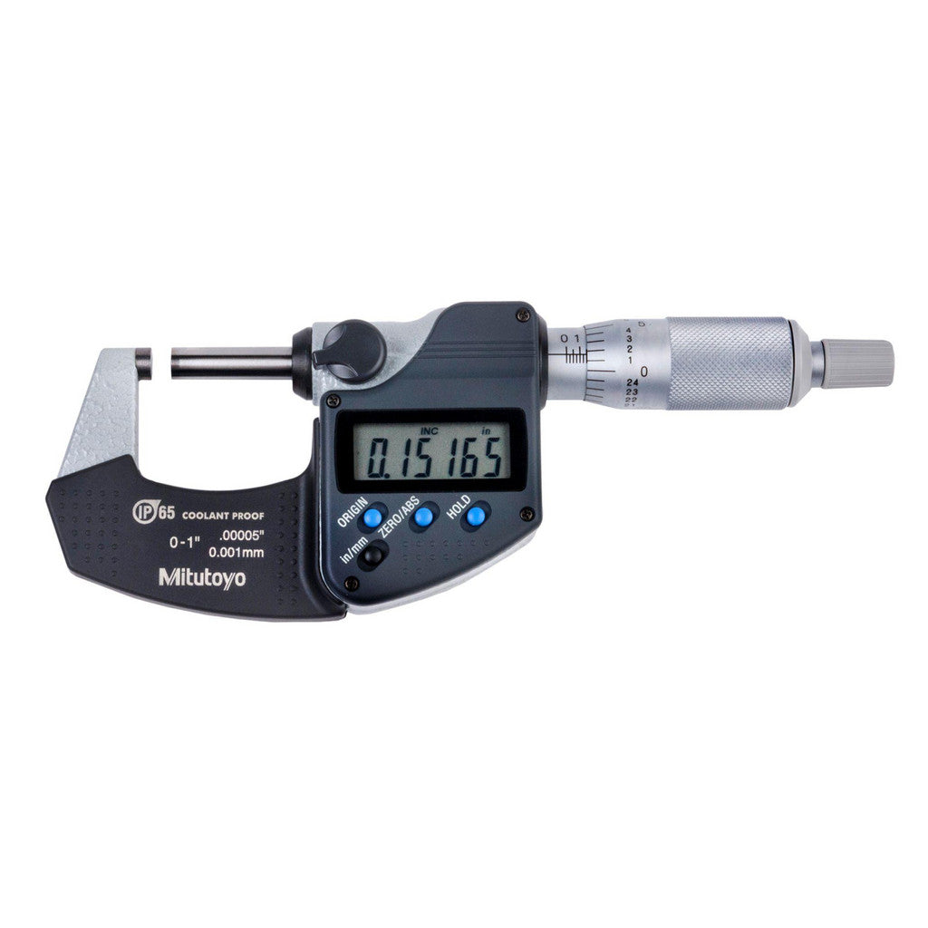 Mitutoyo 293-340-32-CAL Electronic Outside Micrometer: 0 to 1", Carbide Face, IP65