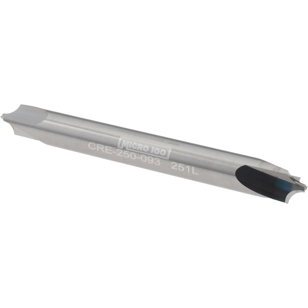 Micro 100 CRE-250-093 Corner Rounding End Mill: 0.09 mm Radius, 1/4" Dia, 3 Flutes, Solid Carbide