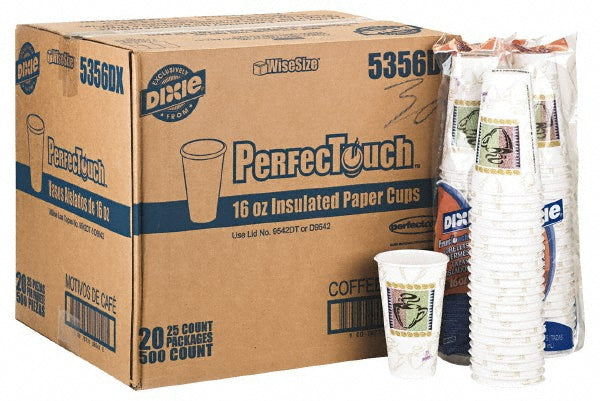 Dixie 5356DX Pack of (500) Dixie Insulated Paper Hot Cups, 16 oz