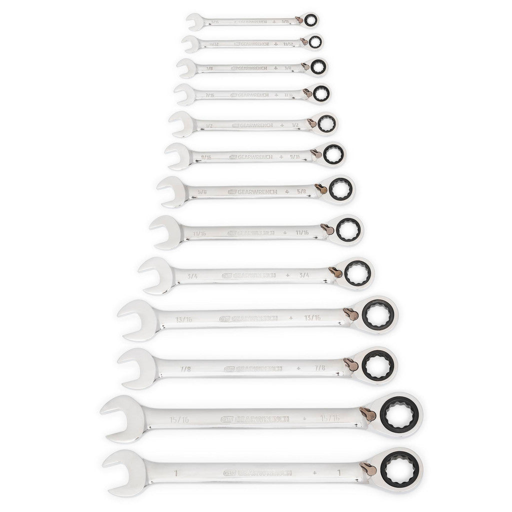 GEARWRENCH 9509N Combination Wrench Set: 13 Pc, 5/16 to 1" Wrench, Inch