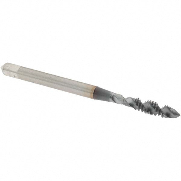 OSG 1412408 Spiral Flute Tap: #6-32, UNC, 2 Flute, Plug Chamfer, 2B Class of Fit, High-Speed Steel, TiCN Finish