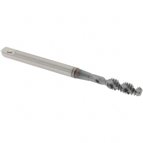 OSG 1412508 Spiral Flute Tap: #6-32, UNC, 2 Flute, Bottoming Chamfer, 2B Class of Fit, High-Speed Steel, TiCN Finish