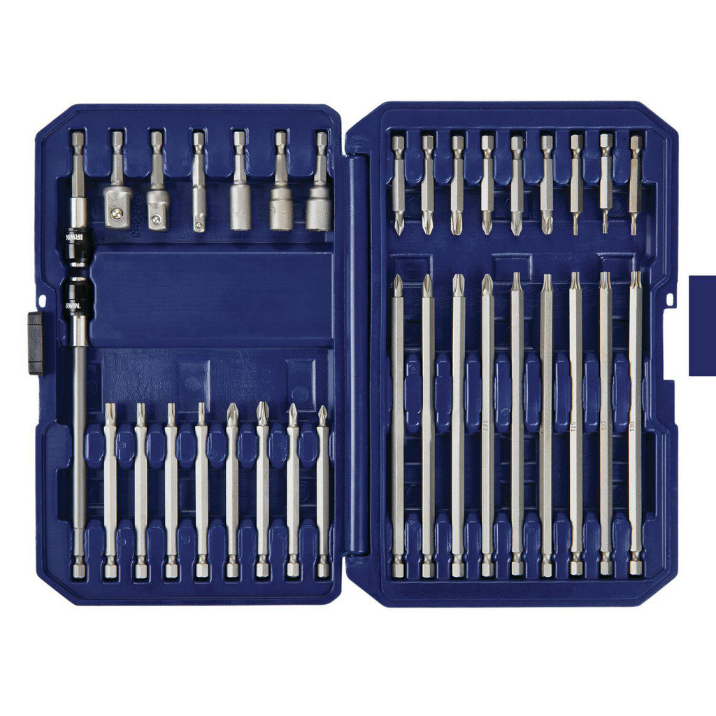 Irwin IWAF1234 Phillips, Torx & Pozidriv Power Bit Set: 34 Pc, 1/4, 3/8 & 1/2" Drive, #1 to #3 Phillips, #1 x 2, #2 x 2 & #3 x 2 Pozidriv, T8 to T25 Torx