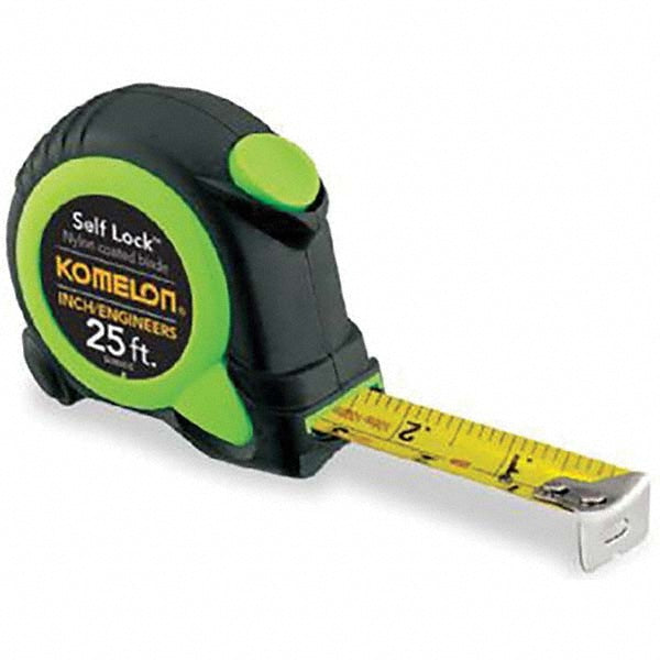 Komelon SL2825IE Tape Measure: 25' Long, 1" Width, Yellow Blade