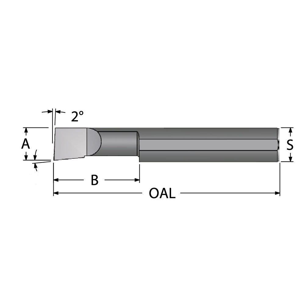 Scientific Cutting Tools B060500 Boring Bar: 0.0600" Min Bore, 1/2" Max Depth, Right Hand, 1/8" Shank Dia, Submicron Solid Carbide