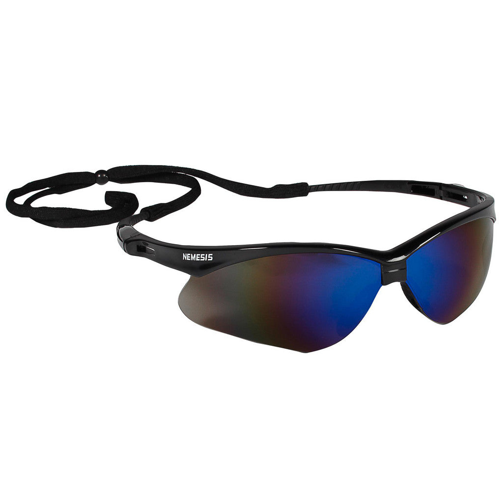 KleenGuard 14481 Safety Glasses: Scratch-Resistant, Polycarbonate, Blue Mirror Lenses, Full-Framed