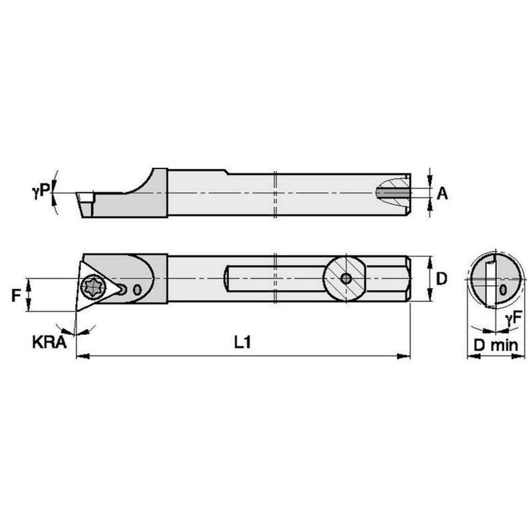 Widia 2825290 Indexable Boring Bar: QCBI37565R, 0.438" Min Bore Dia, Right Hand Cut, 95° Lead Angle, Solid Carbide